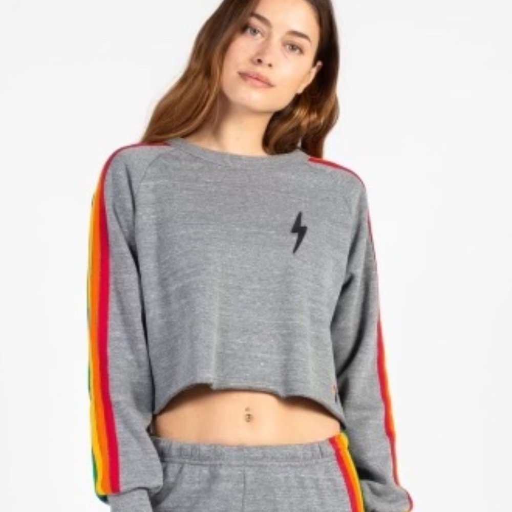 Aviator Nation's Bolt Cropped Crewneck (Size M)